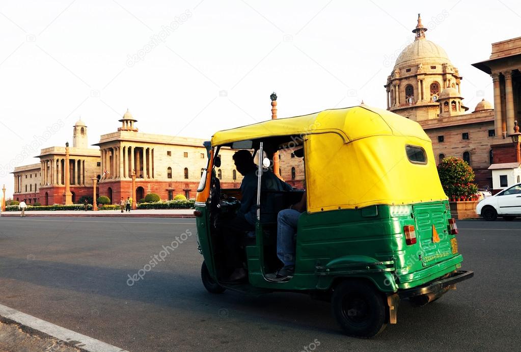 Auto rickshaw taxis on a road