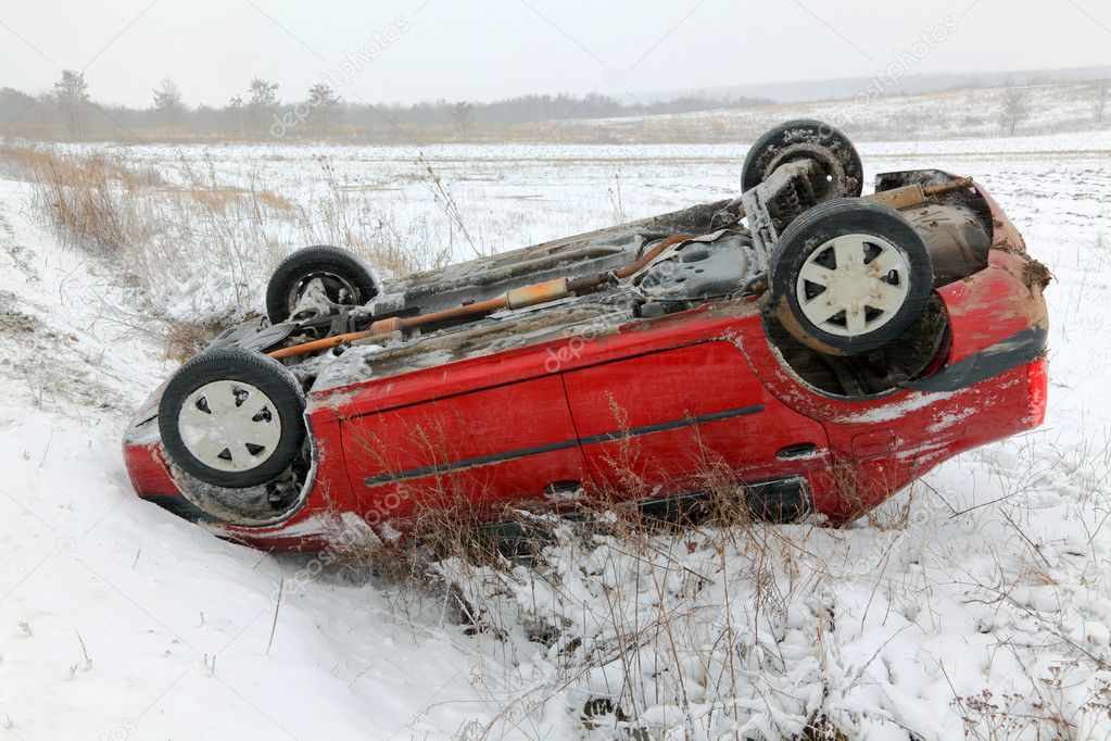 Car accident in winter conditions