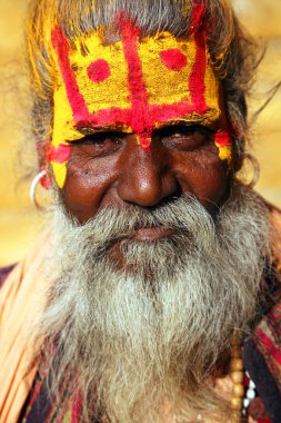 adam holi festival, Hindistan boya kaplı. Holi festival renkler, Hindistan'daki en büyük festivallerinden biri olan baharın gelişini işaretler