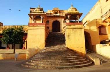 Sunrise jaipur, rajasthan, Hindistan amber fort üzerinde ışık