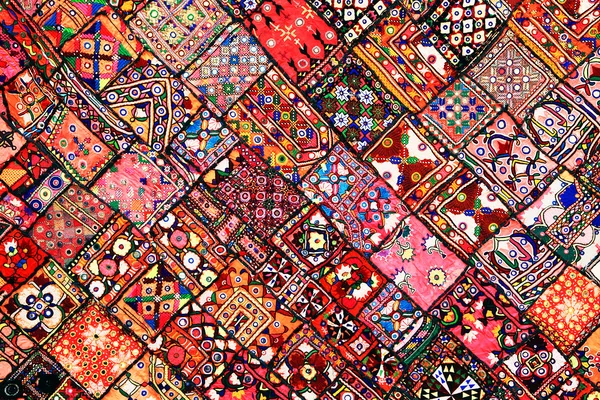 Indian patchwork carpet in Rajasthan, Asia — Stock Photo, Image