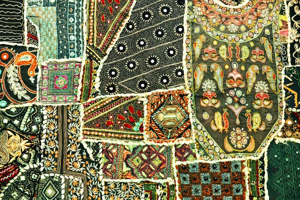 Indiska patchwork matta i rajasthan, Asien — Stockfoto