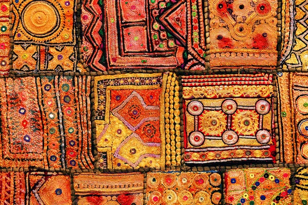 Indian patchwork carpet in Rajasthan, Asia — Stock Photo, Image