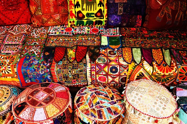 Indian pillows and carpets — Stock Photo, Image