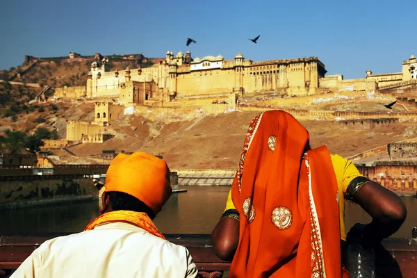 Jantarová pevnost v Jaipuru, rajasthan, Indie — Stock fotografie