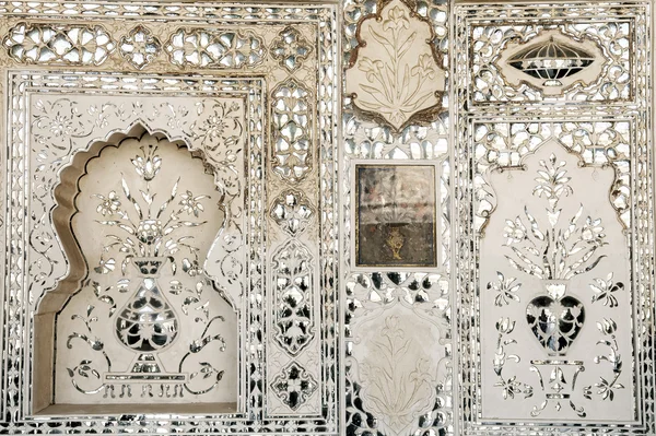 Arkitektonisk detalj av amber fort i jaipur, rajasthan, Indien — Stockfoto