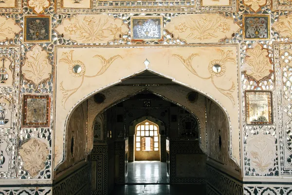 Detalhe arquitetônico de Amber Fort em Jaipur, Rajasthan, Índia — Fotografia de Stock