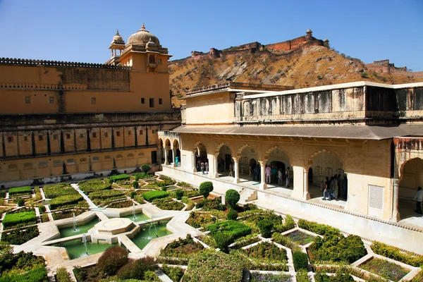 Arkitektonisk detalj av amber fort i jaipur, rajasthan, Indien — Stockfoto