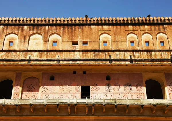 Architektonický detail amber fort v jaipur, rajasthan, Indie — Stock fotografie