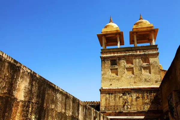 Architektonický detail amber fort v jaipur, rajasthan, Indie — Stock fotografie