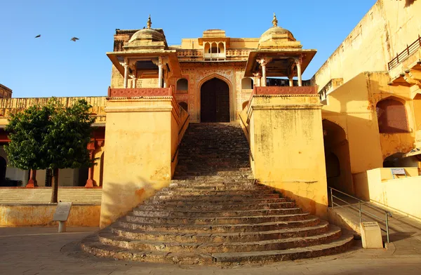 Východ slunce světlo nad amber fort v jaipur, rajasthan, Indie — Stock fotografie