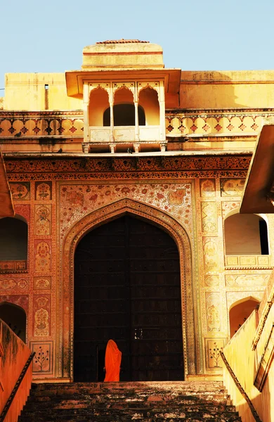 Východ slunce světlo nad amber fort v jaipur, rajasthan, Indie — Stock fotografie