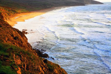 Atlas Okyanusu, Fas, Afrika güzel günbatımı ışığı