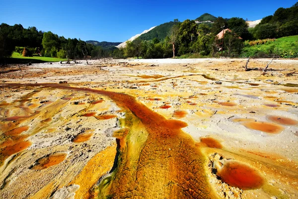 Contaminación de la naturaleza de una mina de cobre — Foto de Stock
