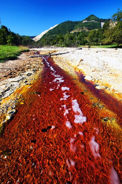 Water pollution of a copper mine exploitation — Stock Photo, Image