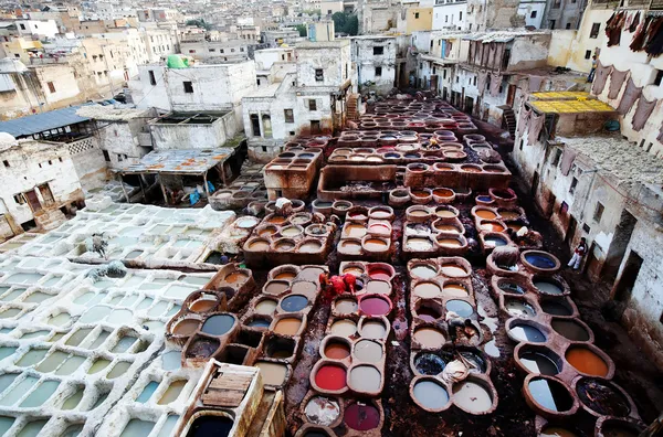 菲斯、 摩洛哥、 非洲的制革厂 — 图库照片