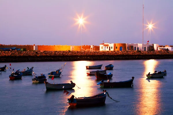 Naplemente fény Asilah Harbor, Marokkó, Afrikában — Stock Fotó