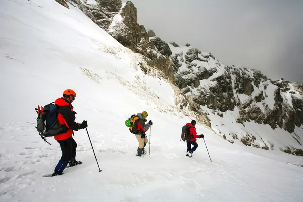 冬は山でのトレッキング — ストック写真