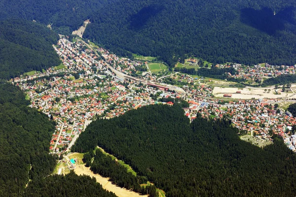 Aerial view of a mountain town — Stock Photo, Image