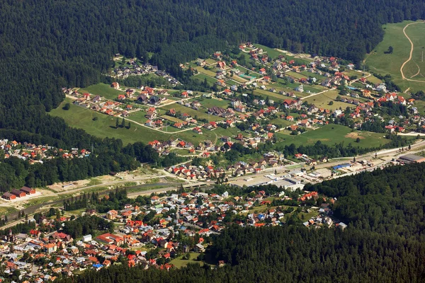 Aerial view of a mountain town — Stock Photo, Image