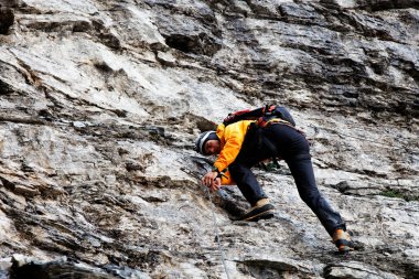 Alpinist climbing Eiger Peak