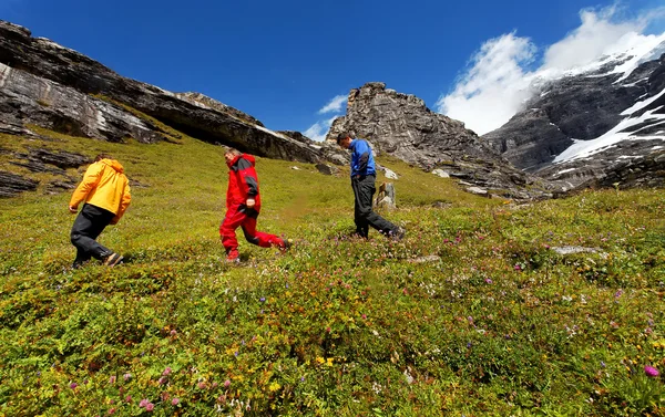 Ορειβάτες στη κορυφή του βουνού eiger, Ελβετία — Φωτογραφία Αρχείου