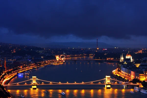 Budapešť v noci — Stock fotografie