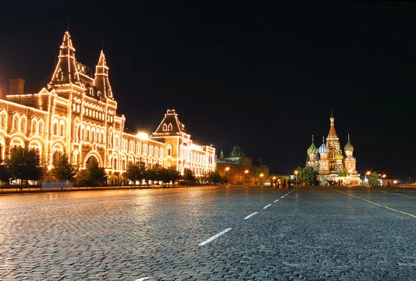 Nacht uitzicht op het Rode plein, Moskou — Stockfoto
