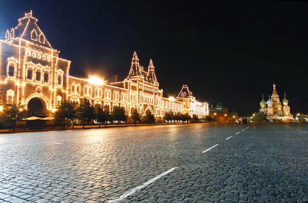 Nacht uitzicht op het Rode plein, Moskou — Stockfoto