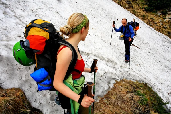 Alp fagaras dağlar, Transilvanya, Romanya'da trekking — Stok fotoğraf