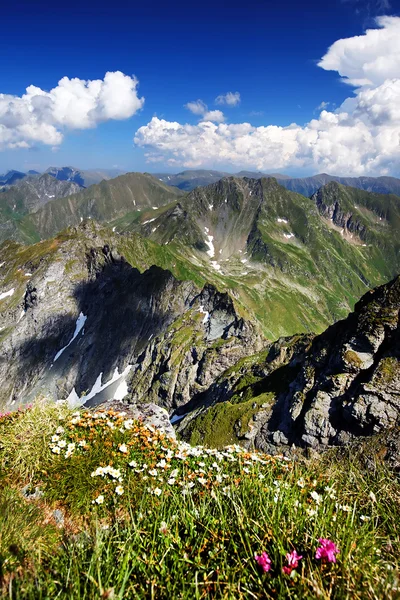 Bewolkt landschap in de Transsylvanische Alpen, Roemenië — Stockfoto