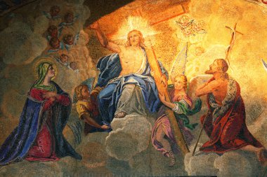 saint mark's Basilica - İsa Mesih'in heykelde yükseliş mozaik katedral kilise, Venedik, İtalya.