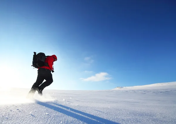 Nature photographer trekking in the mountains — Stock Photo, Image