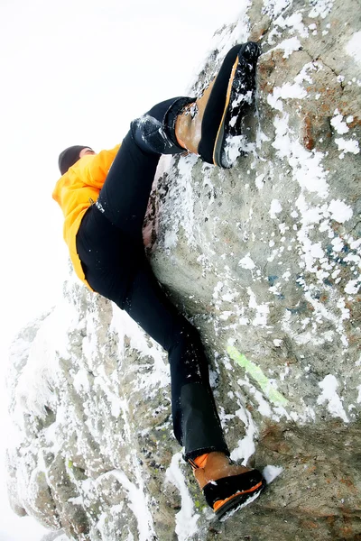 Free climbing in condizioni invernali — Foto Stock