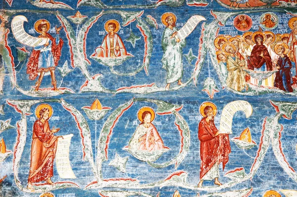 Monastère de Voronet mur peint, patrimoine de l'Unesco, Moldavie, Roumanie — Photo