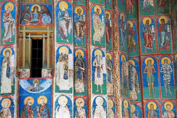 Monastero di Voronet parete dipinta, Patrimonio dell'Unesco, Moldavia, Romania — Foto Stock