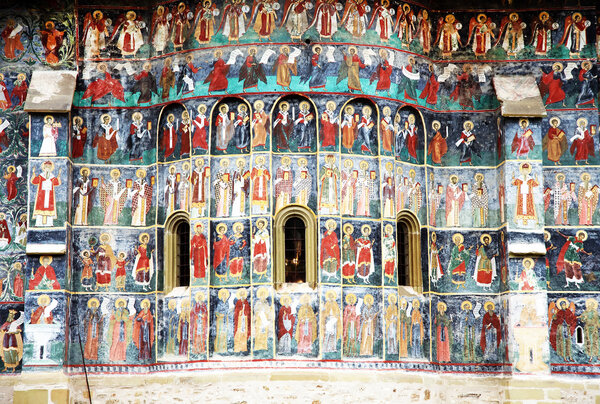 Voronet Monastery painted wall, Unesco Heritage, Moldavia, Romania