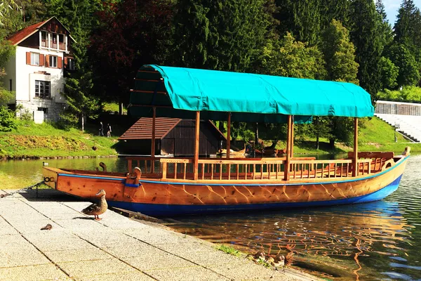 Łódka nad jeziorem bled, Słowenia, Europa — Zdjęcie stockowe