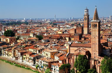 Sant anastasia Kilisesi ve torre dei lamberti (lamberti Kulesi), verona, İtalya, Avrupa