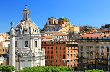 Trajan sütunu ve santa maria di loreto Kilisesi, Roma, İtalya, Avrupa