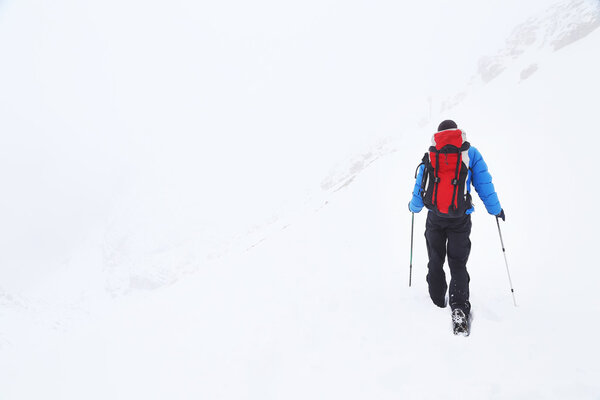 Winter trekking in the mountains