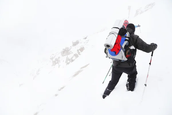 Dağlarda trekking kış — Stok fotoğraf