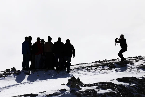 Zimowe trekking w górach — Zdjęcie stockowe