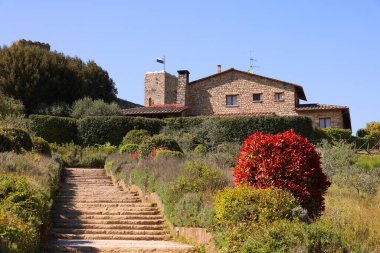Monteriggioni, Siena, İtalya, Avrupa 'nın ortaçağ köyünün mimarisi