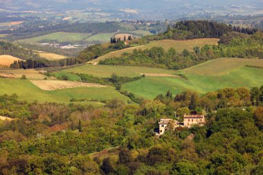 Monteriggioni, Siena, İtalya, Avrupa 'nın ortaçağ köyünün mimarisi