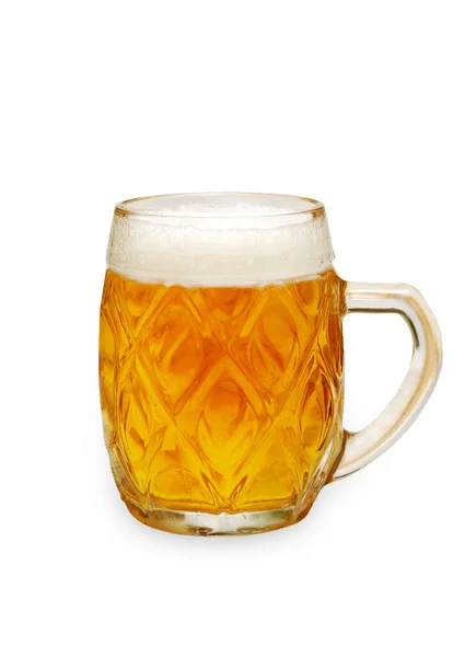 Mug of light beer on a table in the pub or cafe — Stock Photo, Image