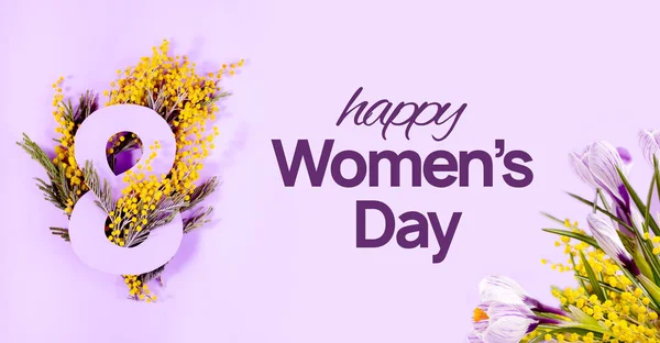 Papierkunst Bis März Happy Women Day Celebration Card Nummer Acht — Stockfoto