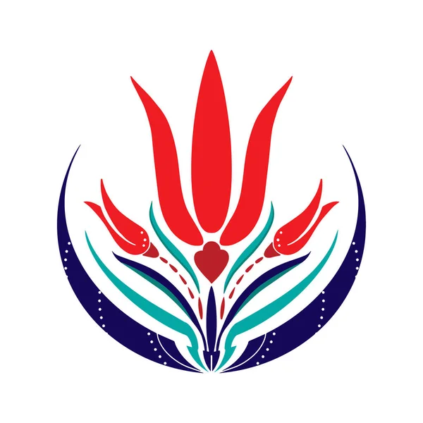 Tulip Symbol Traditional Turkish Colors White Background Minimalist Design Logo — Stock Vector