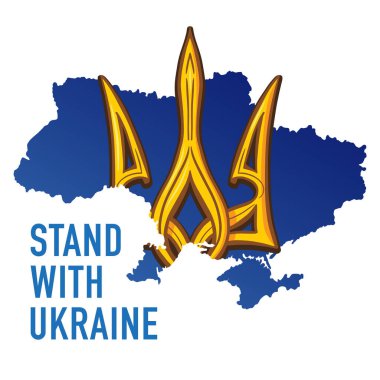 Ukrayna Ulusal Amblemi, El Çizimi Ukrayna Haritasının Siluetine Karşı Mızrak. 