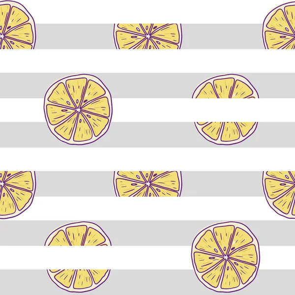 柠檬片在无缝图案上.适合餐厅菜单背景或面料设计. — 图库矢量图片